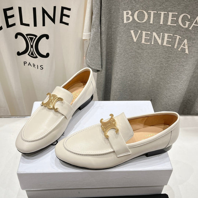TRIOMPHE LOAFER IN WHITE SMOOTH CALFSKIN GOLD HARDWARE