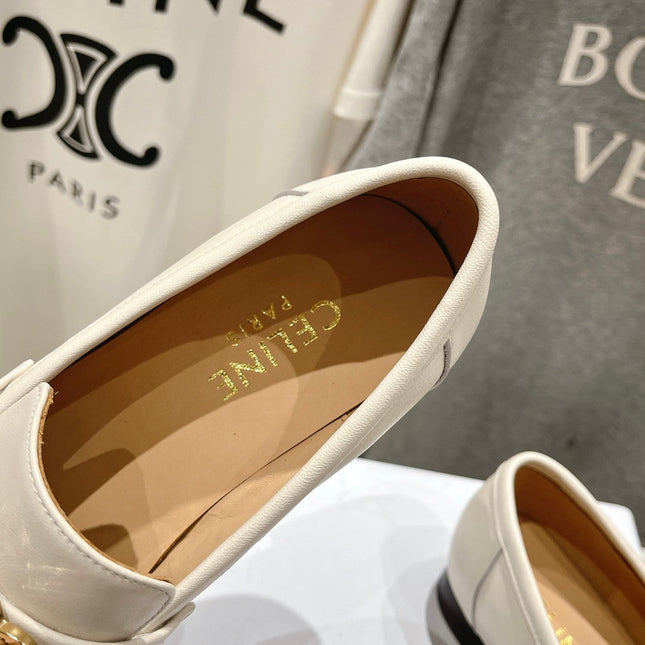 TRIOMPHE LOAFER IN WHITE SMOOTH CALFSKIN GOLD HARDWARE