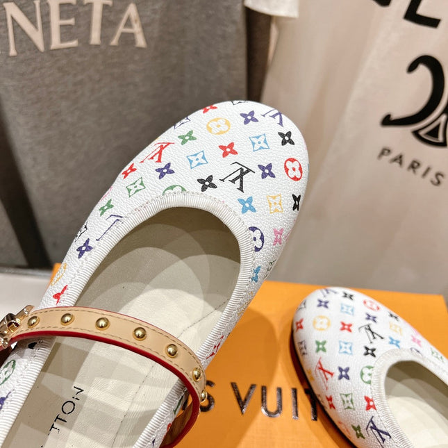 MARY JANE FLAT IN WHITE MONOGRAM CALFSKIN