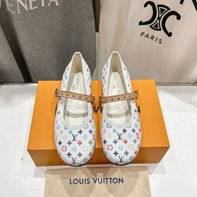 MARY JANE FLAT IN WHITE MONOGRAM CALFSKIN