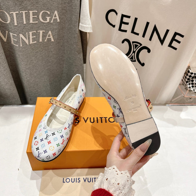 MARY JANE FLAT IN WHITE MONOGRAM CALFSKIN