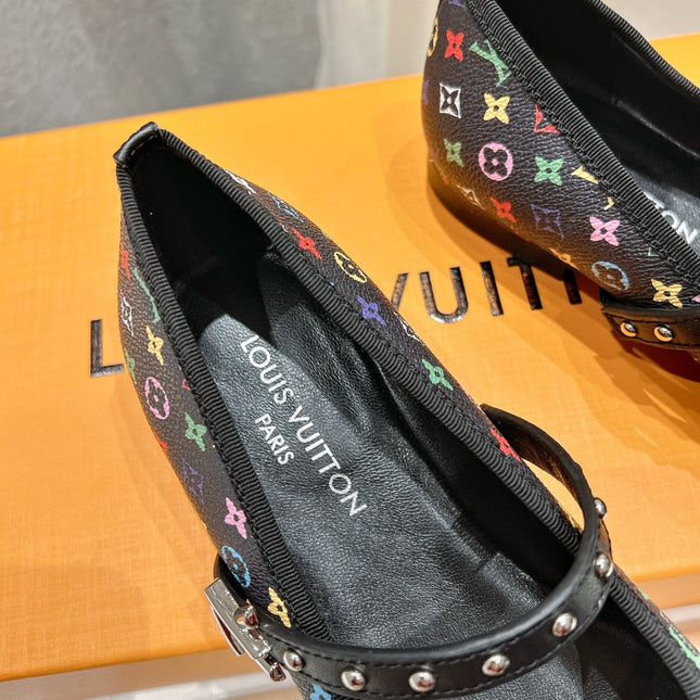 MARY JANE FLAT IN BLACK  MONOGRAM CALFSKIN