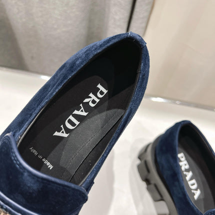 MONOLITH LOAFERS IN NAVY BLUE SUEDE