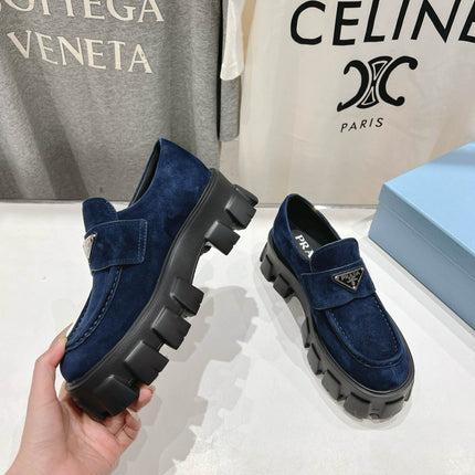 MONOLITH LOAFERS IN NAVY BLUE SUEDE