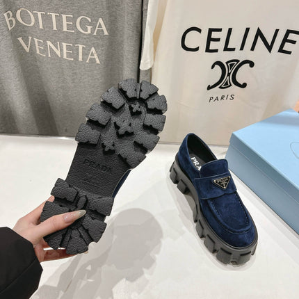 MONOLITH LOAFERS IN NAVY BLUE SUEDE