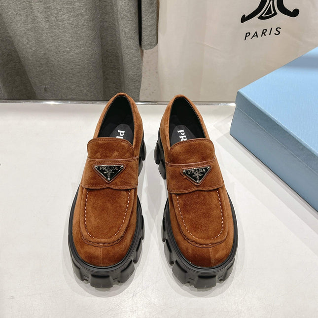MONOLITH LOAFERS IN RED BROWN SUEDE