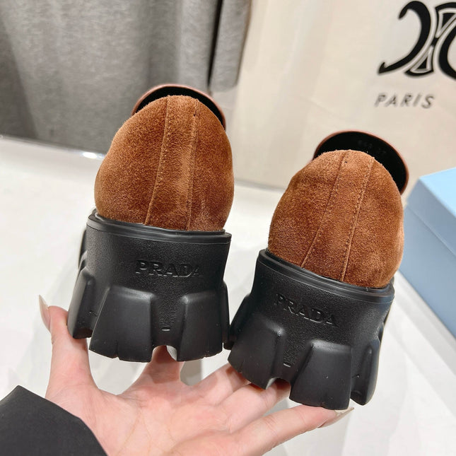 MONOLITH LOAFERS IN RED BROWN SUEDE