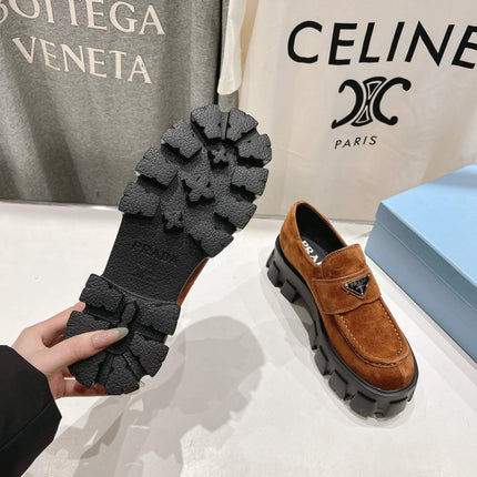 MONOLITH LOAFERS IN RED BROWN SUEDE