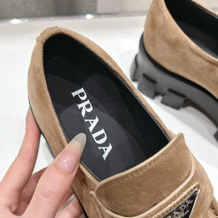 MONOLITH LOAFERS IN CAMEL BEIGE SUEDE