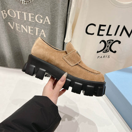 MONOLITH LOAFERS IN CAMEL BEIGE SUEDE