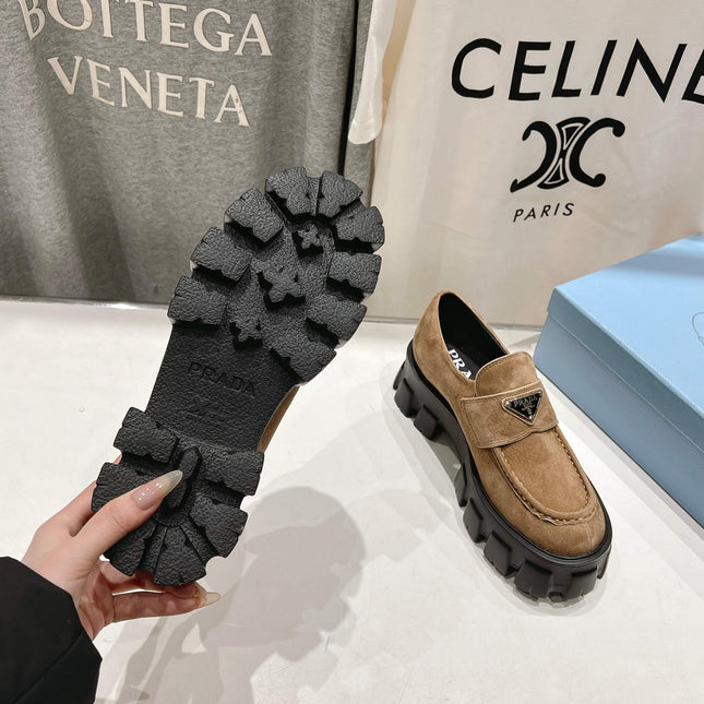 MONOLITH LOAFERS IN CAMEL BEIGE SUEDE