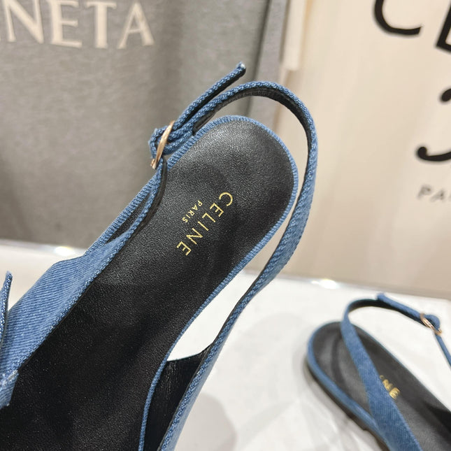JUDY FLAT SLINGBACK IN BLUE DENIM
