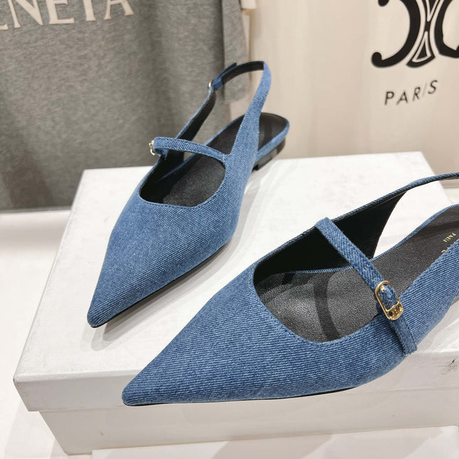 JUDY FLAT SLINGBACK IN BLUE DENIM