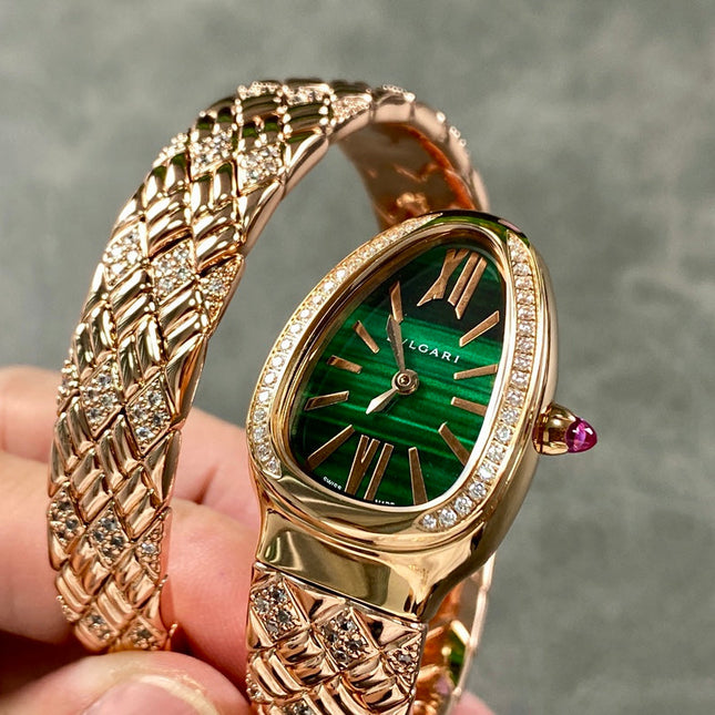 SERPENTI TUBOGAS QUARTZ ROSE GOLD GREEN DIAL