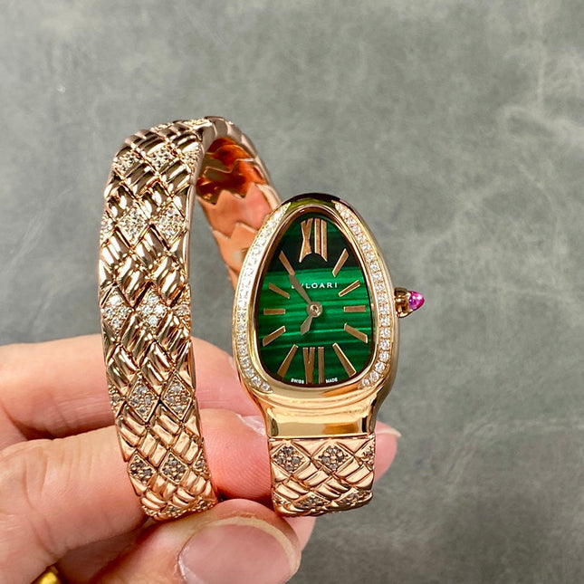 SERPENTI TUBOGAS QUARTZ ROSE GOLD GREEN DIAL