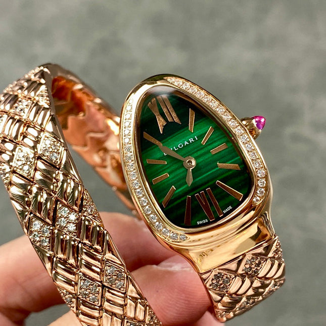 SERPENTI TUBOGAS QUARTZ ROSE GOLD GREEN DIAL