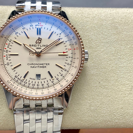 NAVITIMER AUTOMATIC 41 STEEL AND RED GOLD CASE WHITE DIAL