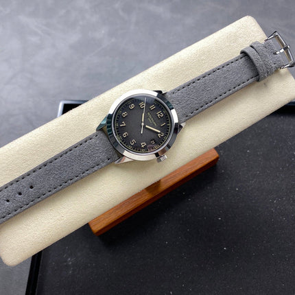 CALATRAVA WHITE GOLD CASE GRAY SUEDE STRAP