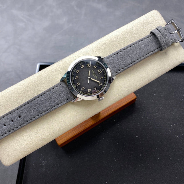 CALATRAVA WHITE GOLD CASE GRAY SUEDE STRAP