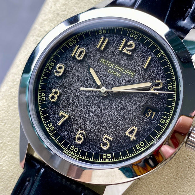CALATRAVA WHITE GOLD CASE BLACK ALLIGATOR LEATHER STRAP