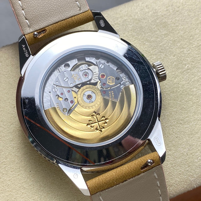CALATRAVA WHITE GOLD CASE TERMITE BEIGE SUEDE STRAP