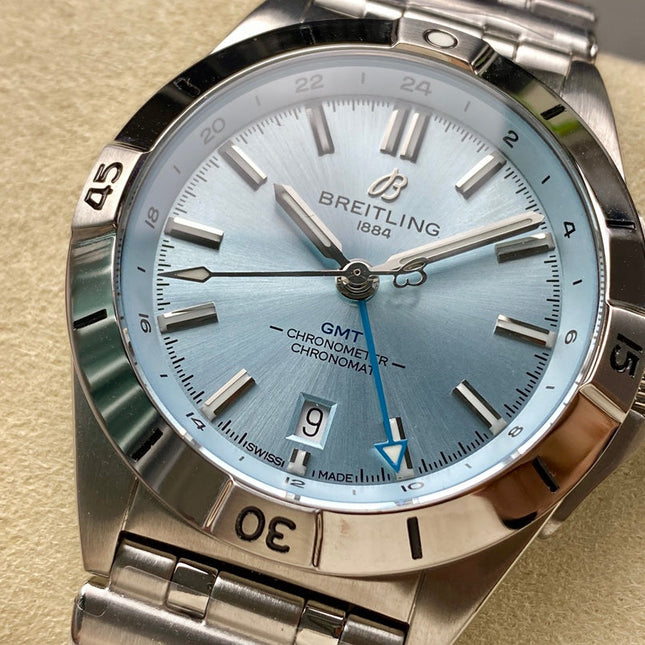CHRONOMAT AUTOMATIC GMT 40 ALL STEEL ZIGGURAT BLUE DIAL