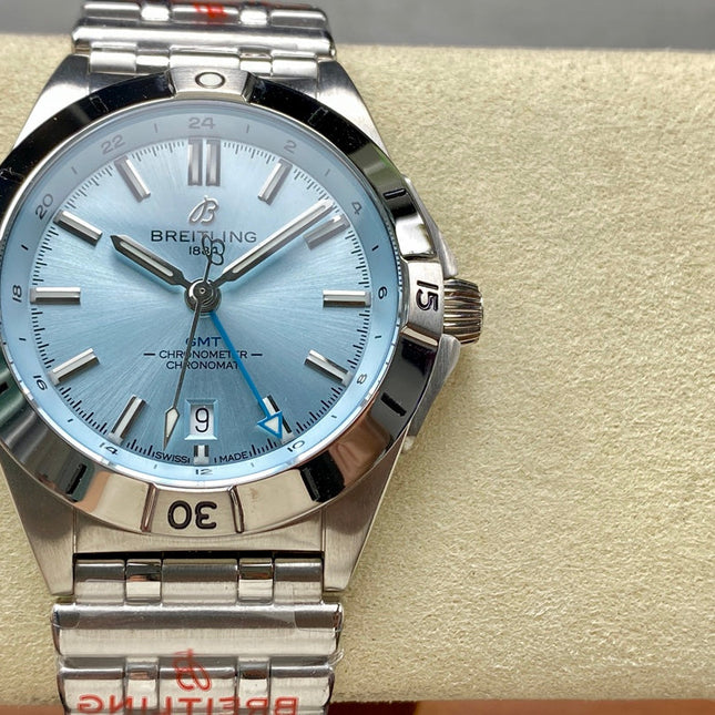 CHRONOMAT AUTOMATIC GMT 40 ALL STEEL ZIGGURAT BLUE DIAL
