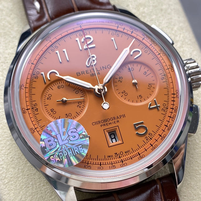 PREMIER B01 CHRONOGRAPH 42 STEEL CASE BROWN ALLIGATOR LEATHER STRAP