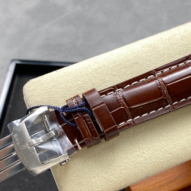 PREMIER B01 CHRONOGRAPH 42 STEEL CASE BROWN ALLIGATOR LEATHER STRAP