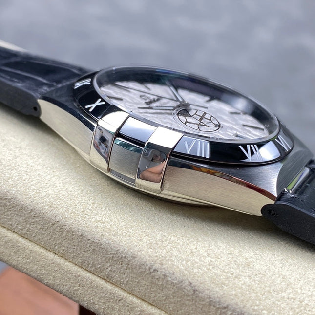WATCH OMEGA CONSTELLATION CO AXIAL MASTER CHRONOMETER 41 MM SILVER CASE WITH BLACK LEATHER STRAP