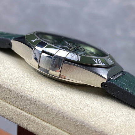 CONSTELLATION 41 MM SILVER CASE WITH GREEN FOREST DIAL AND LEATHER STRAP