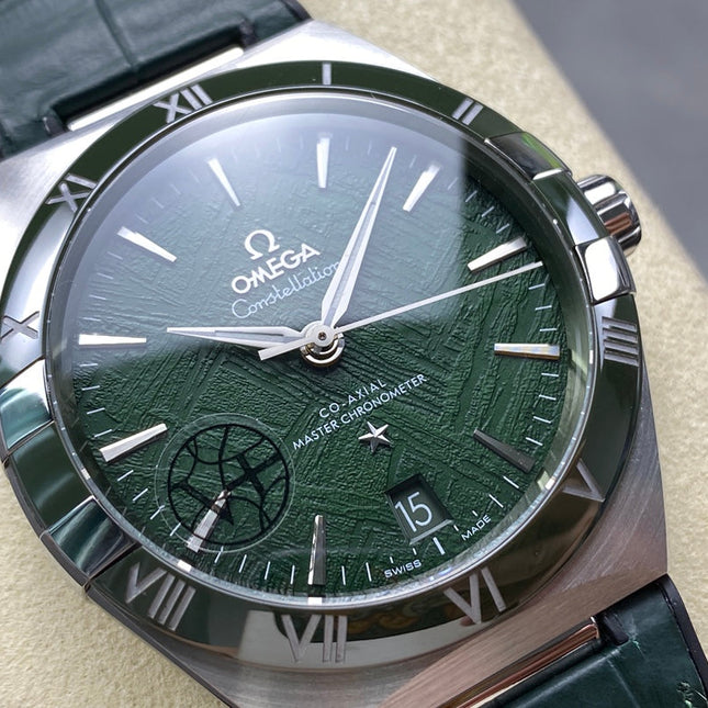 CONSTELLATION 41 MM SILVER CASE WITH GREEN FOREST DIAL AND LEATHER STRAP