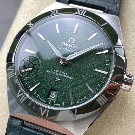 CONSTELLATION 41 MM SILVER CASE WITH GREEN FOREST DIAL AND LEATHER STRAP