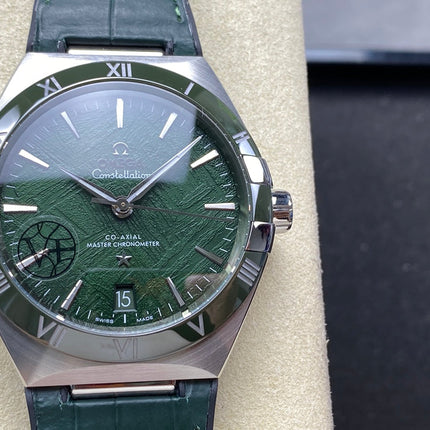 CONSTELLATION 41 MM SILVER CASE WITH GREEN FOREST DIAL AND LEATHER STRAP