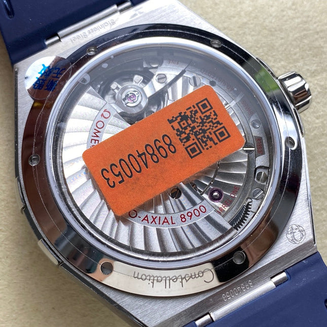 CONSTELLATION 41 MM STEEL CASE WITH WHITE DIAL AND NAVY BLUE LEATHER STRAP