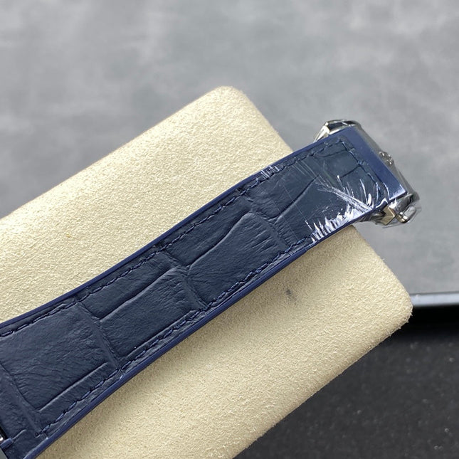 CONSTELLATION 41 MM STEEL CASE WITH WHITE DIAL AND NAVY BLUE LEATHER STRAP