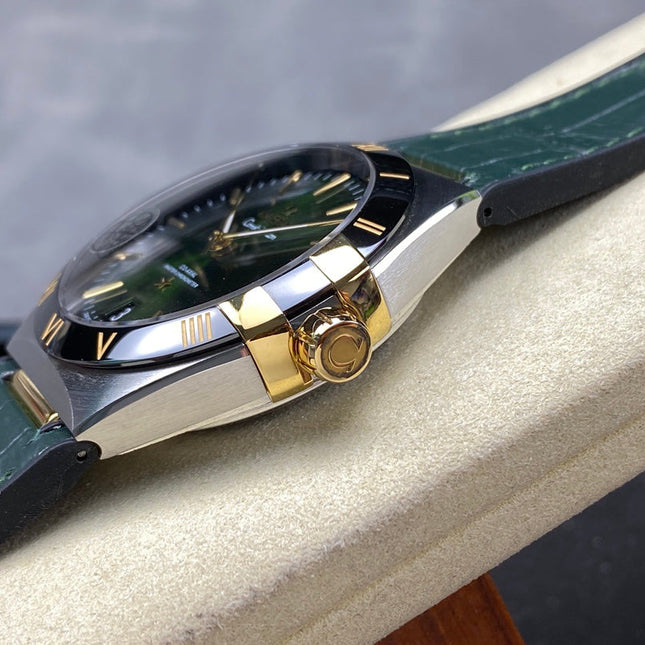CONSTELLATION 41 MM STEEL CASE WITH GREEN FOREST DIAL AND LEATHER STRAP