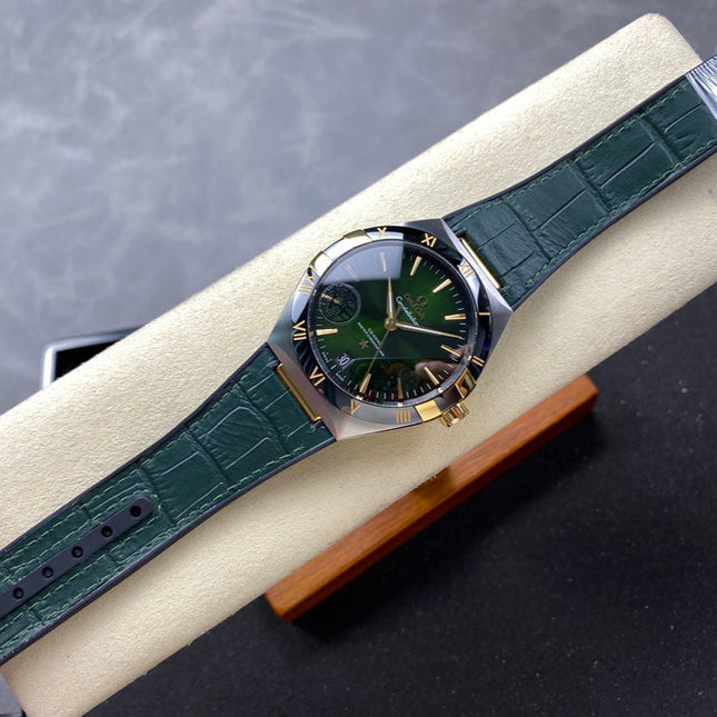 CONSTELLATION 41 MM STEEL CASE WITH GREEN FOREST DIAL AND LEATHER STRAP