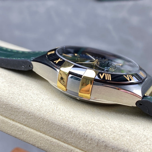 CONSTELLATION 41 MM STEEL CASE WITH GREEN FOREST DIAL AND LEATHER STRAP