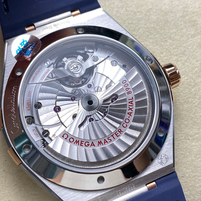 CONSTELLATION 41 MM STEEL CASE WITH NAVY DIAL AND LEATHER STRAP