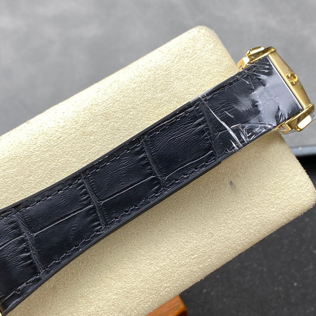 CONSTELLATION 39 MM WATCH YELLOW GOLD CASE WITH BLACK LEATHER STRAP