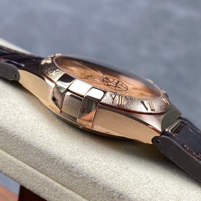 CONSTELLATION 39 MM WATCH YELLOW GOLD CASE WITH HICKORY BROWN LEATHER STRAP