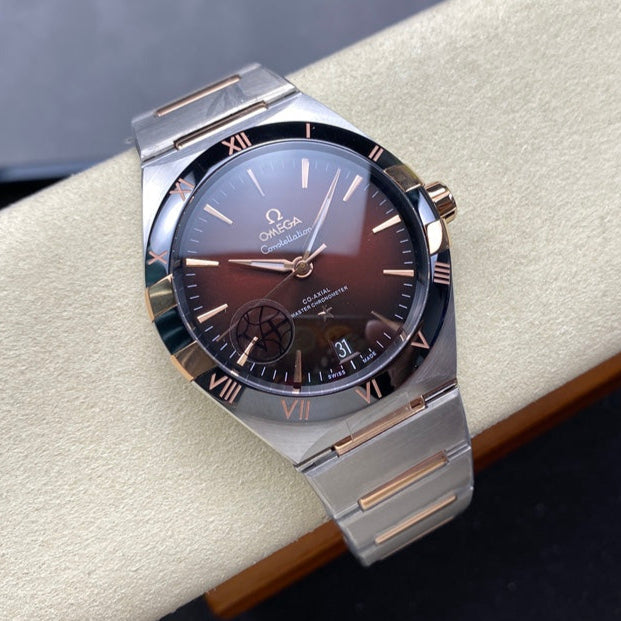 CONSTELLATION 41 MM WATCH SILVER MIX GOLD CASE WITH WINE RED DIAL