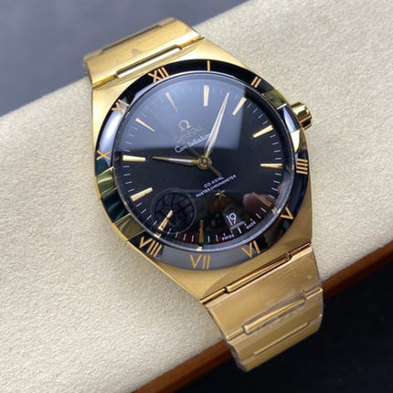 CONSTELLATION 39 MM WATCH GOLD CASE WITH BLACK DIAL