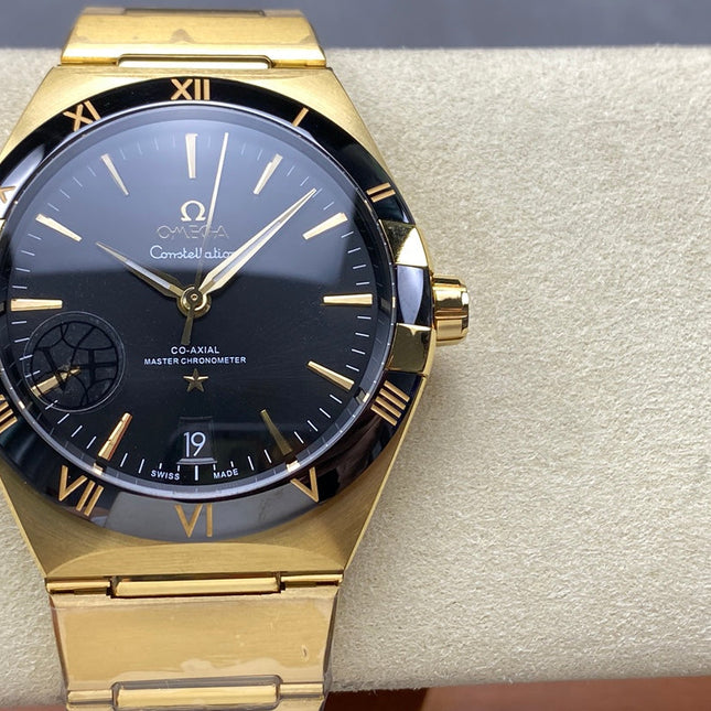 CONSTELLATION 39 MM WATCH GOLD CASE WITH BLACK DIAL