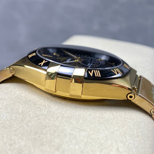 CONSTELLATION 39 MM WATCH GOLD CASE WITH BLACK DIAL