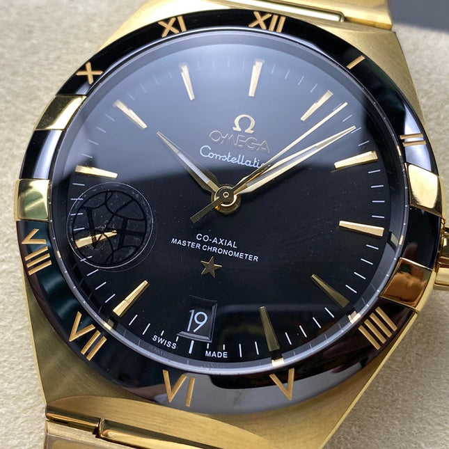 CONSTELLATION 39 MM WATCH GOLD CASE WITH BLACK DIAL