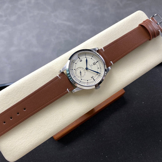 SPECIALITIES CK 859 WATCH SILVER CASE WITH CARAMEL BROWN LEATHER STRAP