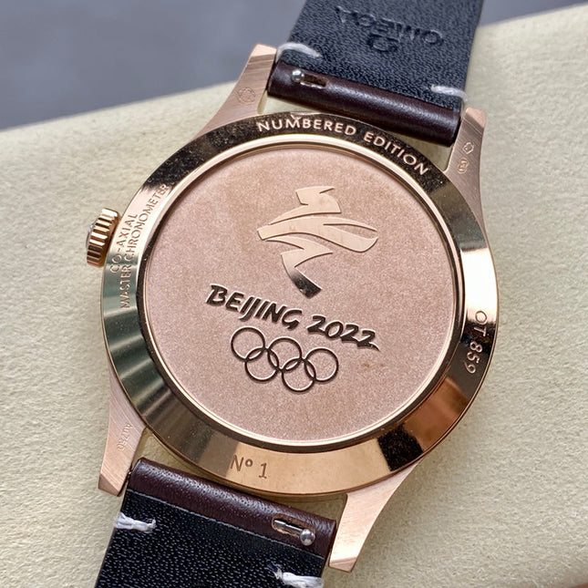 SPECIALITIES OLYMPIC GAMES COLLECTION  WATCH ROSE GOLD CASE WITH RUSSET BROWN LEATHER STRAP