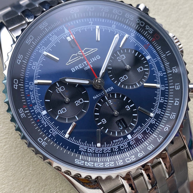 NAVITIMER B01 CHRONOGRAPH 43 ALL STEEL BLUE MIX BLACK DIAL